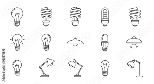 Collection of various light bulbs.