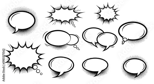 Black and white comic speech bubbles.