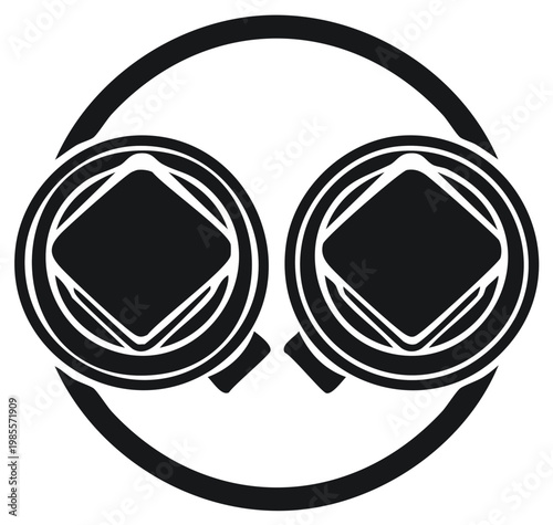 Japanese Family Crest Design with Diamond Shapes in a Circle Emblem