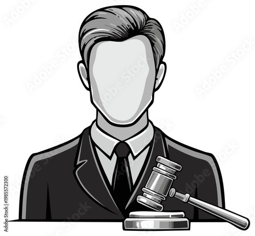 Legal Authority Figure with Gavel Symbolizing Justice and Decision Making