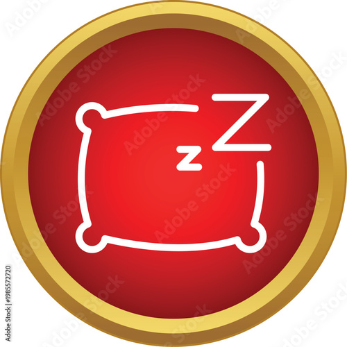Pillow with zzz symbol depicting sleep and rest within a red circle