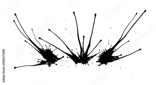 Black ink splatter on white background.