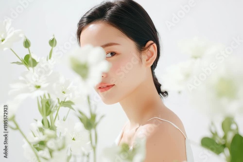美容, 女性, スキンケア, 化粧品, ビューティー, 若い女性, 美肌, 日本人, アジア人, フェイシャル, メイク, 美容液, 保湿, クリーム, エイジングケア, 美容医療, エステ, 美容クリニック, 肌ケア, ナチュラルメイク, 透明感, ツヤ肌, モデル, 笑顔, ポートレート, クローズアップ, リラックス, 癒し, 健康的, 美白, コラーゲン, ヒアルロン酸, アンチエイジング