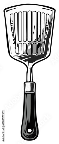 Vintage-style kitchen spatula illustration, cooking utensil for flipping food