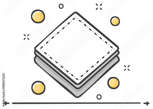 Clean stack of folded napkins or fabric cloths vector icon with shiny sparkles