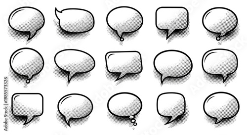 Collection of various speech bubbles.