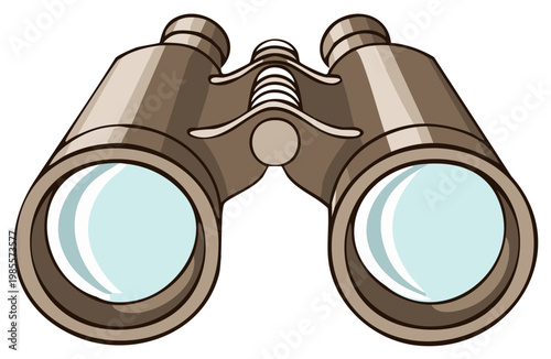 Cartoon Binoculars Isolated, Optical Instrument, Birdwatching Equipment, Search Tool, Exploration Icon
