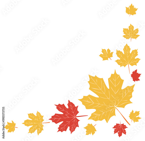 Falling Maple Leaves Border Design in Autumn Colors