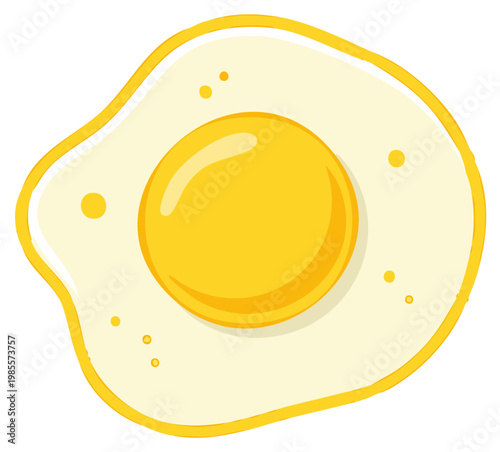 Simple Fried Egg Icon with Sunny Yellow Yolk and White Background