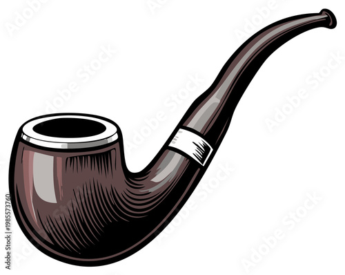 Stylized illustration of a tobacco pipe with a simple retro style
