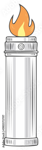 Stylized Torch with Flame Illustration