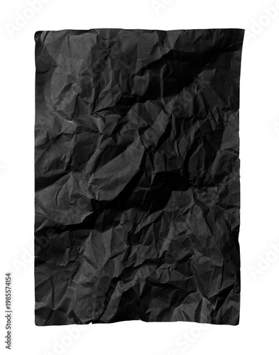 White crumpled paper sheet isolated on transparent background