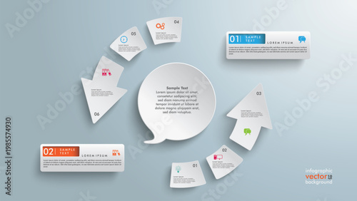 Circular Process Infographic with Communication Flow and Speech Bubble Center