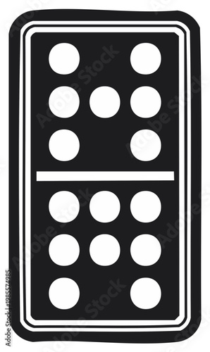 Domino tile with raised dots representing numbers on a black background