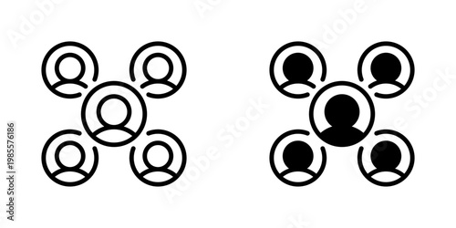 Group of People Vector Line Icon for Social Media and Business