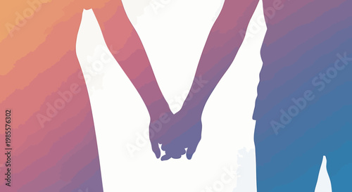 Silhouettes of a couple holding hands, symbolizing love and connection.
