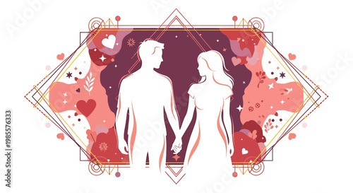 Silhouettes of a couple holding hands, symbolizing love and connection.