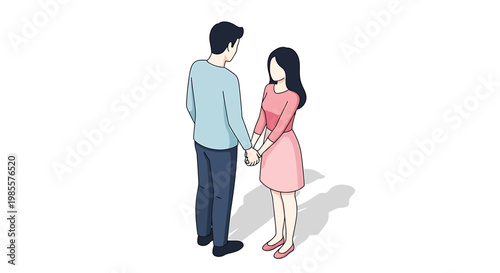 Young couple holding hands, showing affection and togetherness.