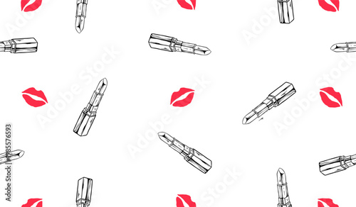 Cute lipstick pattern background vector design