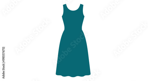 Teal Blue Sleeveless Knee Length Dress.