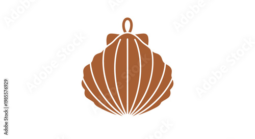Brown seashell pendant with white stripes.