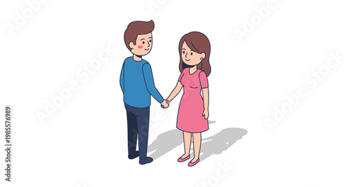Couple Holding Hands Sad Mood Illustration.