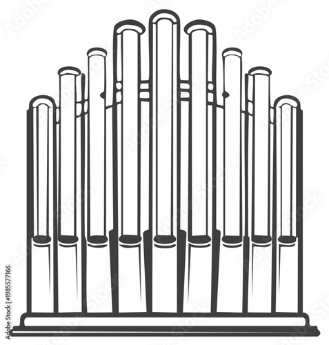 Stylized church organ pipes arrangement a musical instrument outline illustration