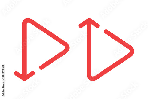 Video Download Upload Icon with Arrows and Media Player. File Transfer and Streaming. Vector Illustration