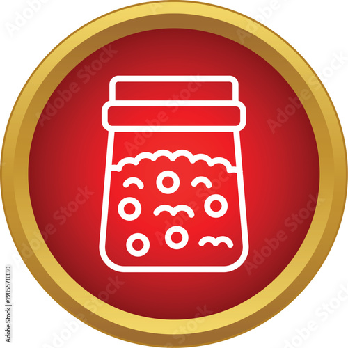 Line art icon of a jam jar containing fruit preserve, perfect for food preservation concepts