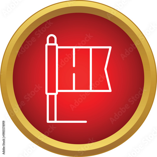 H flag icon in a vibrant red circle with a golden border