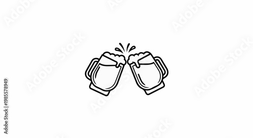 Two frothy beer mugs clinking together in celebration