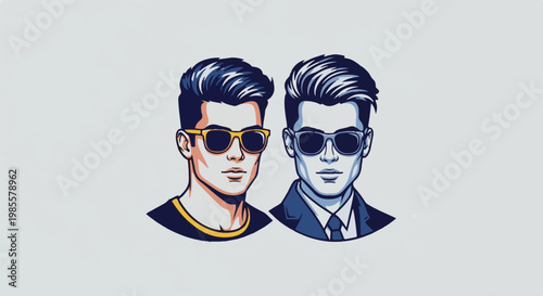 Two stylish men with cool sunglasses and styled hair