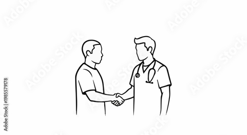 Two men, one a medical professional, shake hands