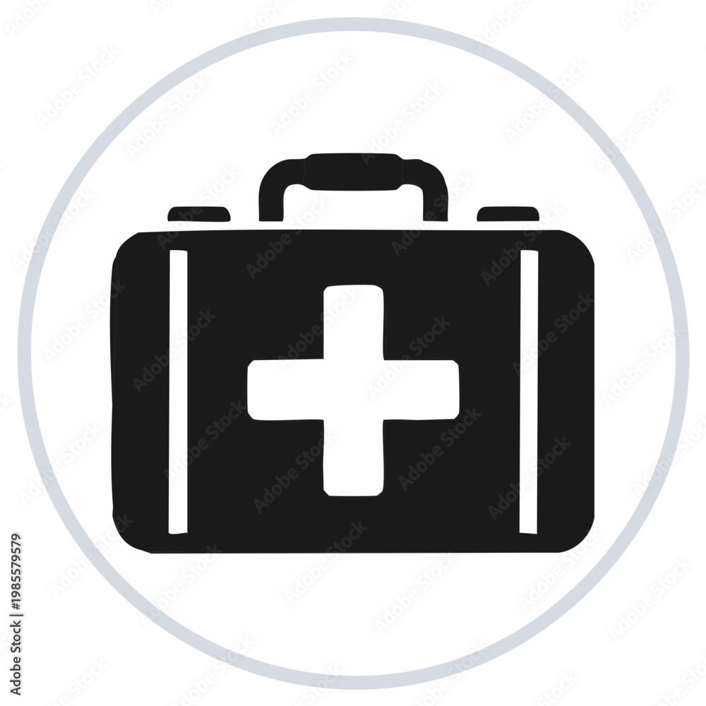 Obraz premium Medical first aid kit symbol with plus sign inside a circle