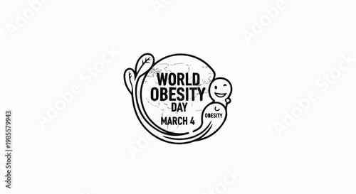 World Obesity Day logo with Earth, leaves, and cheerful figures