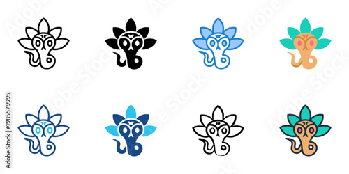Om symbol icons set multiple style collection. Editable stroke 
