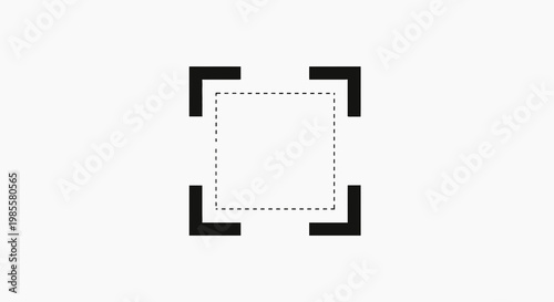 Black corner brackets framing dashed square shape graphic design element for focus indicator or crop tool isolated simple composition