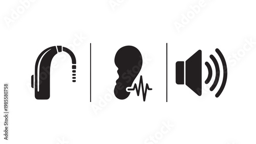 Hearing Aid and Sound Communication Icons