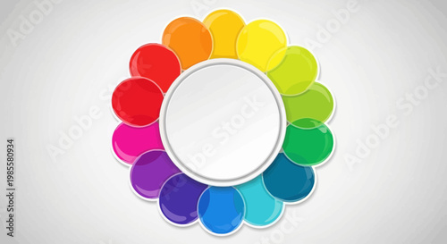 Colorful blossom diagram illustration with concentric circle background pattern for infographic design and creative presentation template