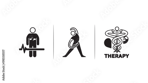 Physical Therapy Icons for Healthcare and Rehabilitation
