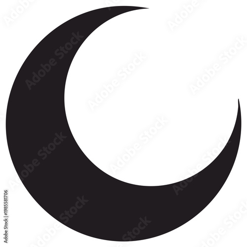 Black crescent moon shape symbol isolated graphic design element