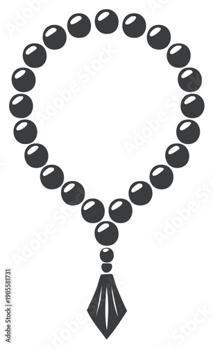 Simple Islamic prayer beads or rosary misbaha tasbih for spiritual meditation and contemplation vector illustration