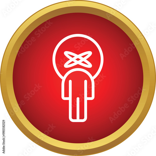 Icon showing a simple human figure with its mouth silenced or tied in a red circle