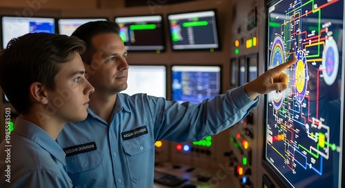 Nuclear Power Plant Operators Training in Control Room