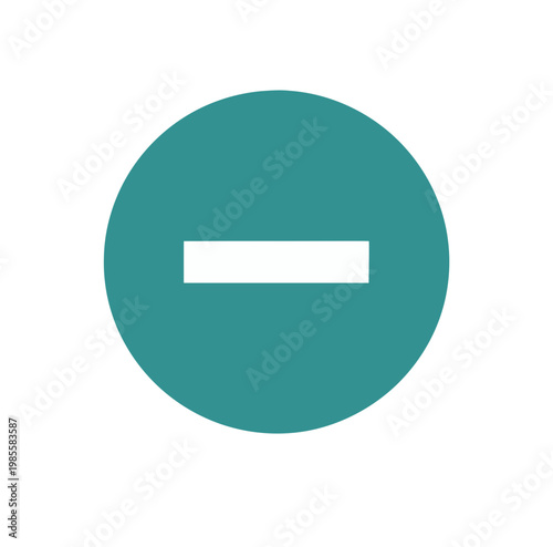 Minus Sign Icon in Teal Circle.