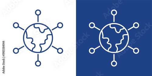 Global Network Blue And White Icon Style Collection