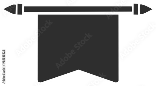 Vector graphic of an unfurled medieval banner on a horizontal pole with spear-like ends.