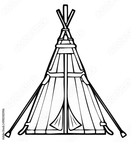 Teepee Illustration Traditional Native American Tent Outline