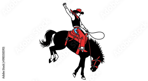 Cowboy Riding Bucking Horse, Rodeo Action, Western Lifestyle