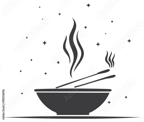 Incense Sticks Burning in Bowl Aroma Stars Graphic Illustration